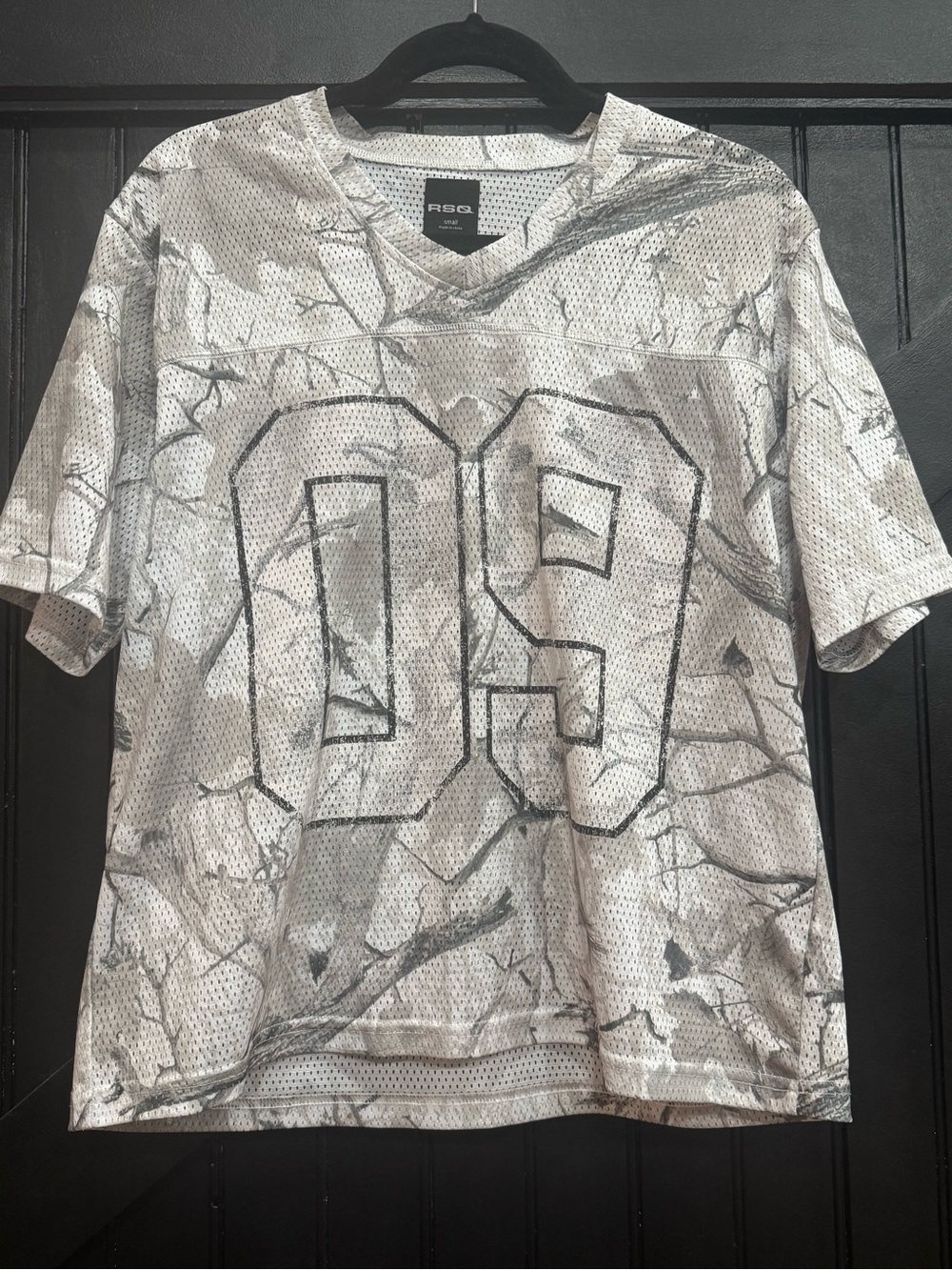 RSQ Men’s White & Gray Mesh Jersey with '09' Graphic